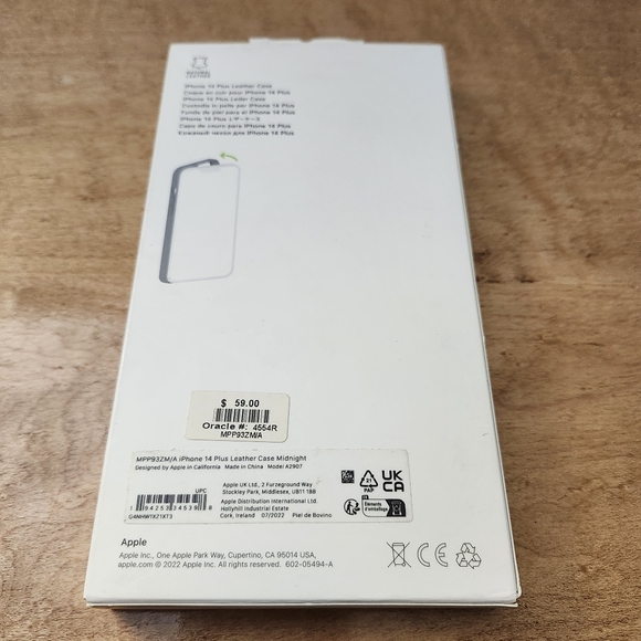 Genuine Apple Leather Case For Magsafe for iPhone 14 Plus - Midnight - Picture 2 of 3